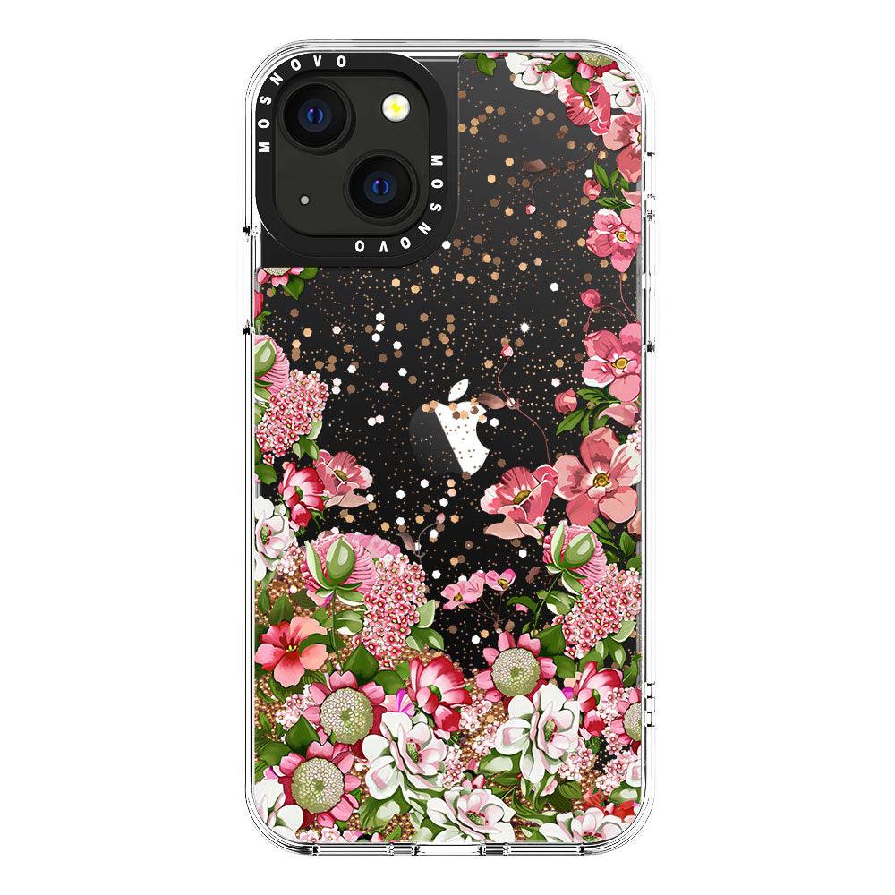 Floral Garden Glitter Phone Case - iPhone 13 Case - MOSNOVO