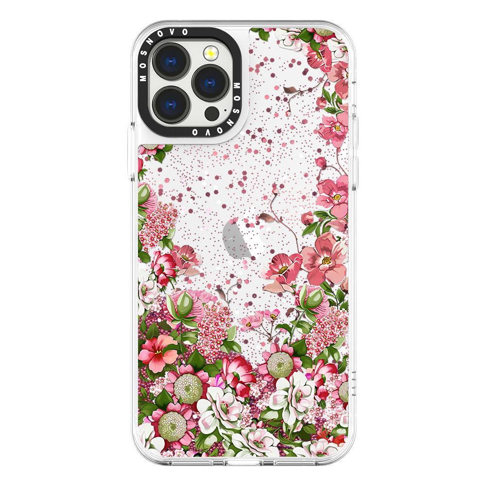 Floral Garden Glitter Phone Case - iPhone 13 Pro Max Case - MOSNOVO