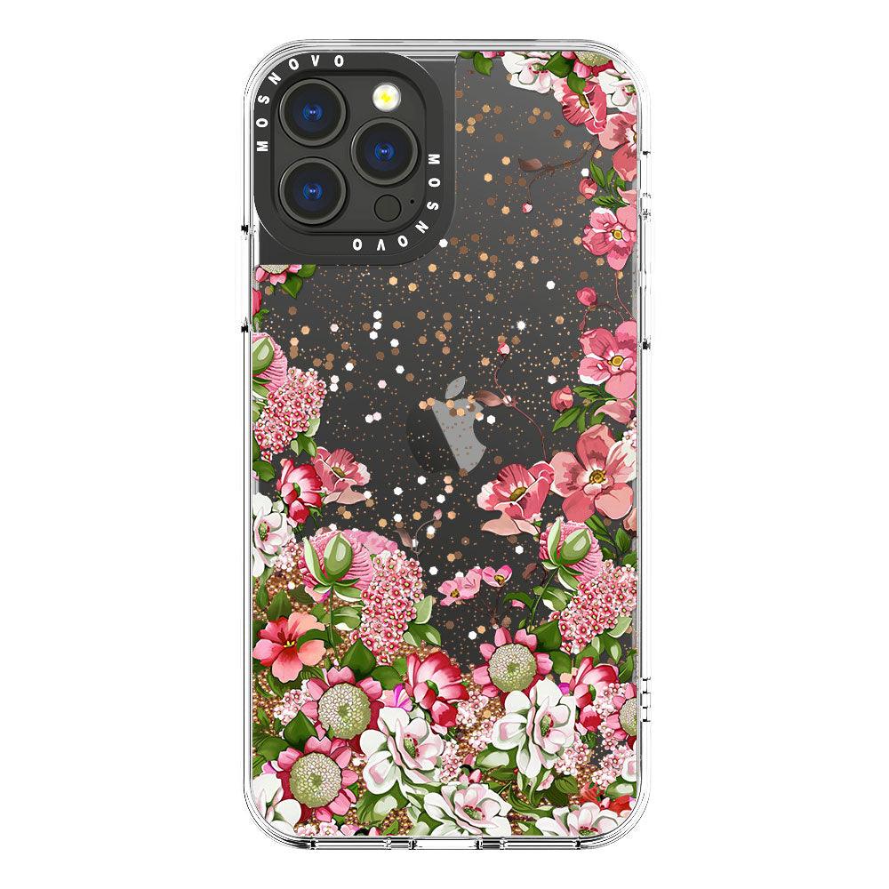 Floral Garden Glitter Phone Case - iPhone 13 Pro Max Case - MOSNOVO