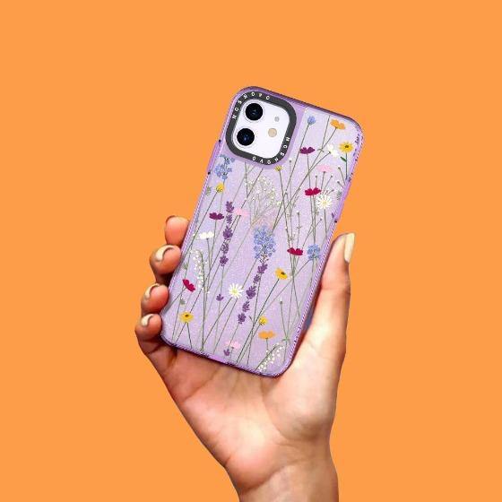 Floral Garden Lavender Daisy Flower Glitter Phone Case - iPhone 11 Case - MOSNOVO