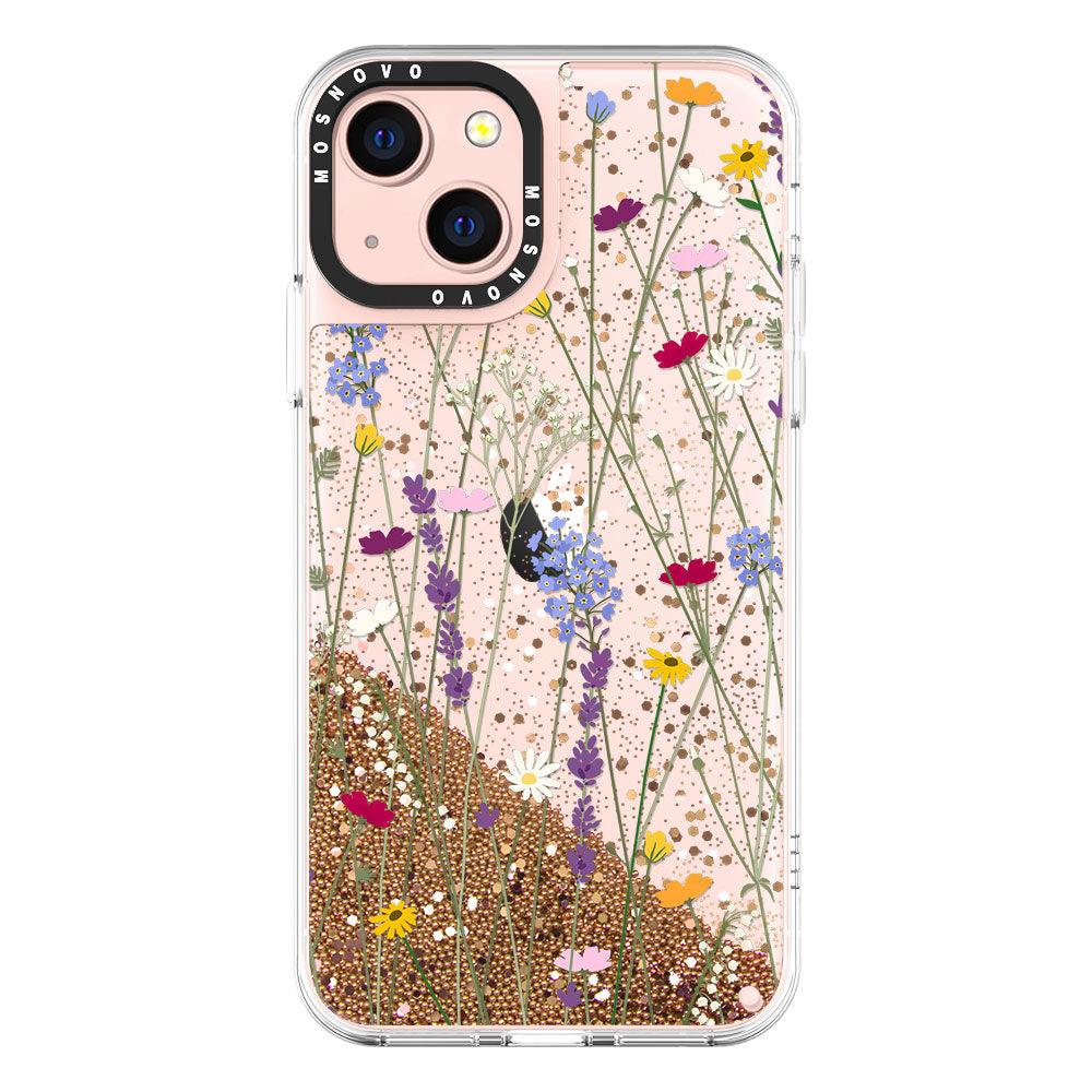 Floral Garden Lavender Daisy Flower Glitter Phone Case - iPhone 13 Case - MOSNOVO