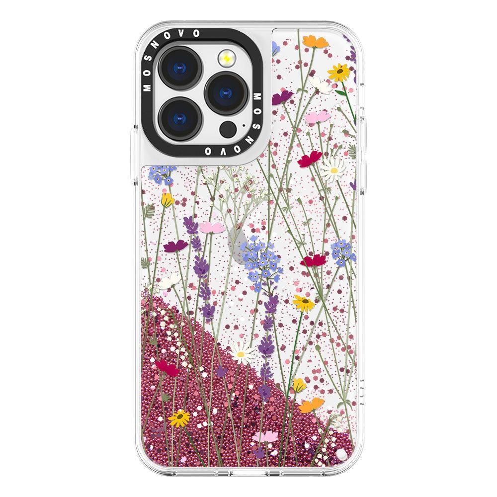 Floral Garden Lavender Daisy Flower Glitter Phone Case - iPhone 13 Pro Case - MOSNOVO
