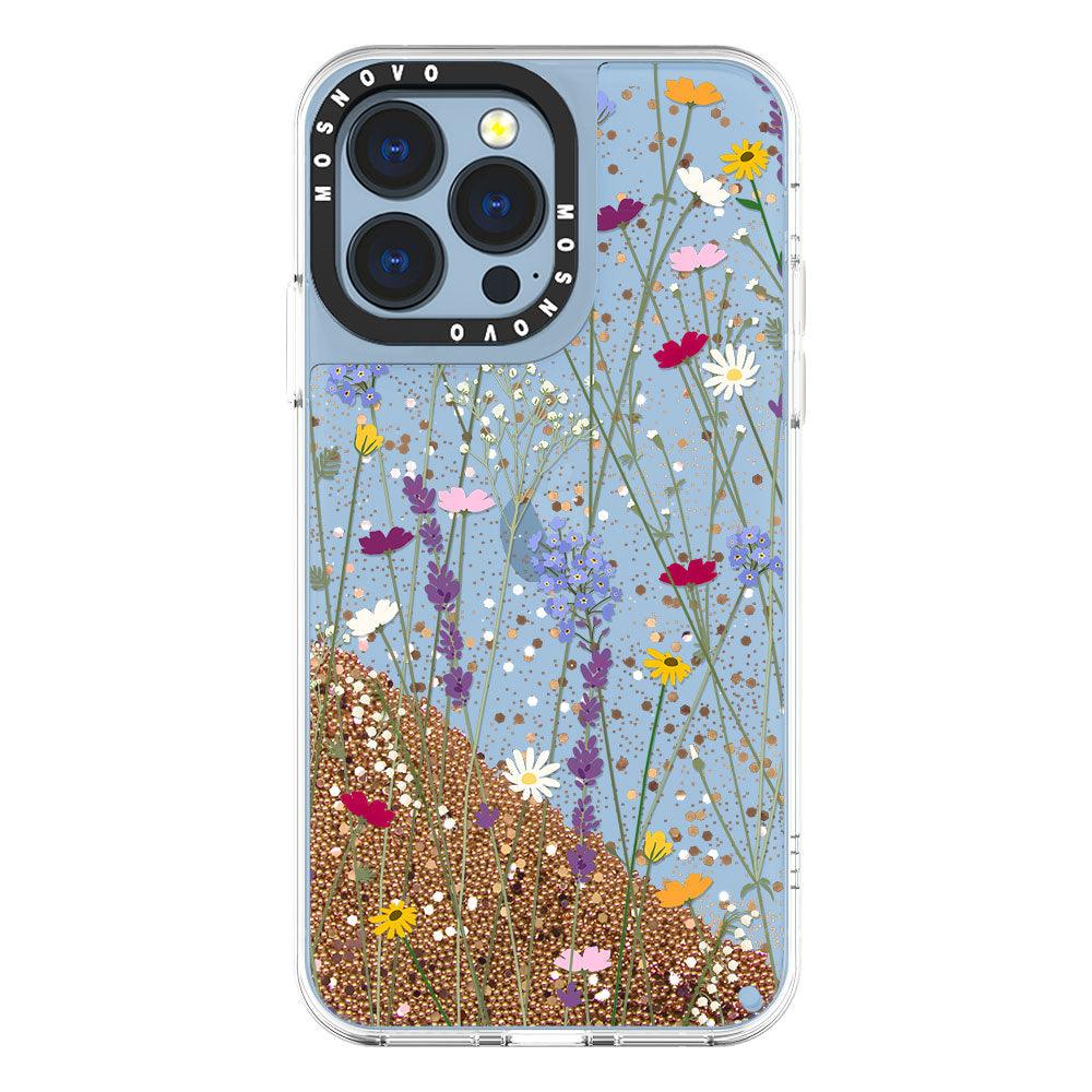 Floral Garden Lavender Daisy Flower Glitter Phone Case - iPhone 13 Pro Case - MOSNOVO