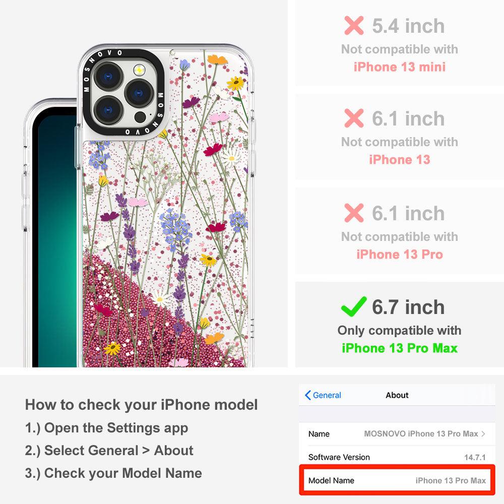 Floral Garden Lavender Daisy Flower Glitter Phone Case - iPhone 13 Pro Max Case - MOSNOVO