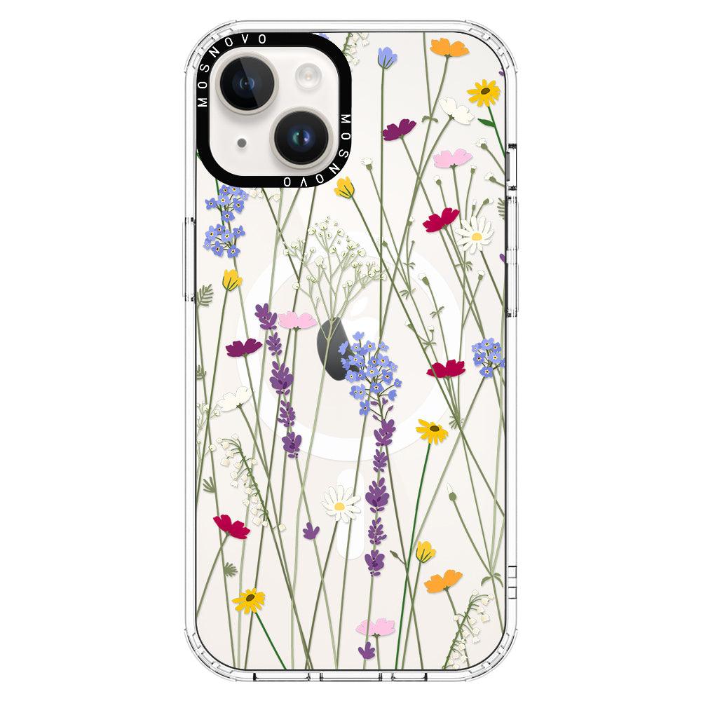 Floral Garden Lavender Daisy Flower Phone Case - iPhone 14 Plus Case - MOSNOVO