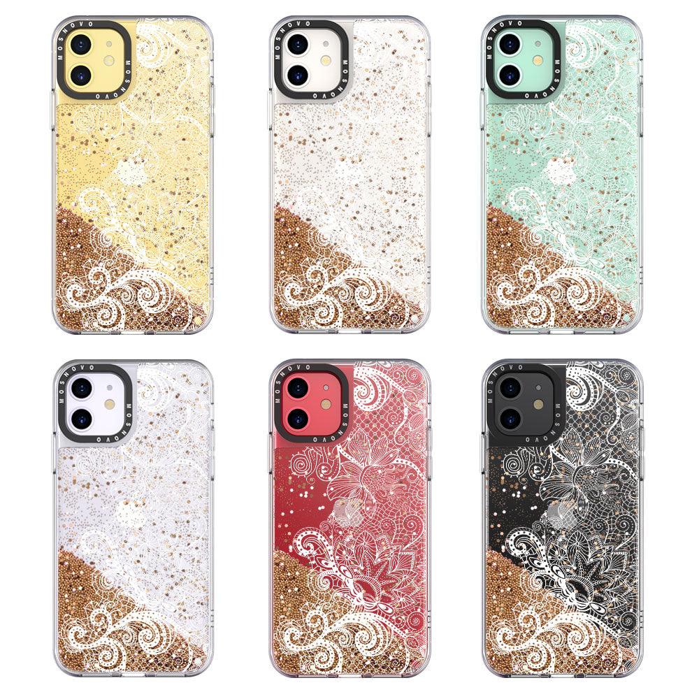 Floral Lace Glitter Phone Case - iPhone 11 Case - MOSNOVO