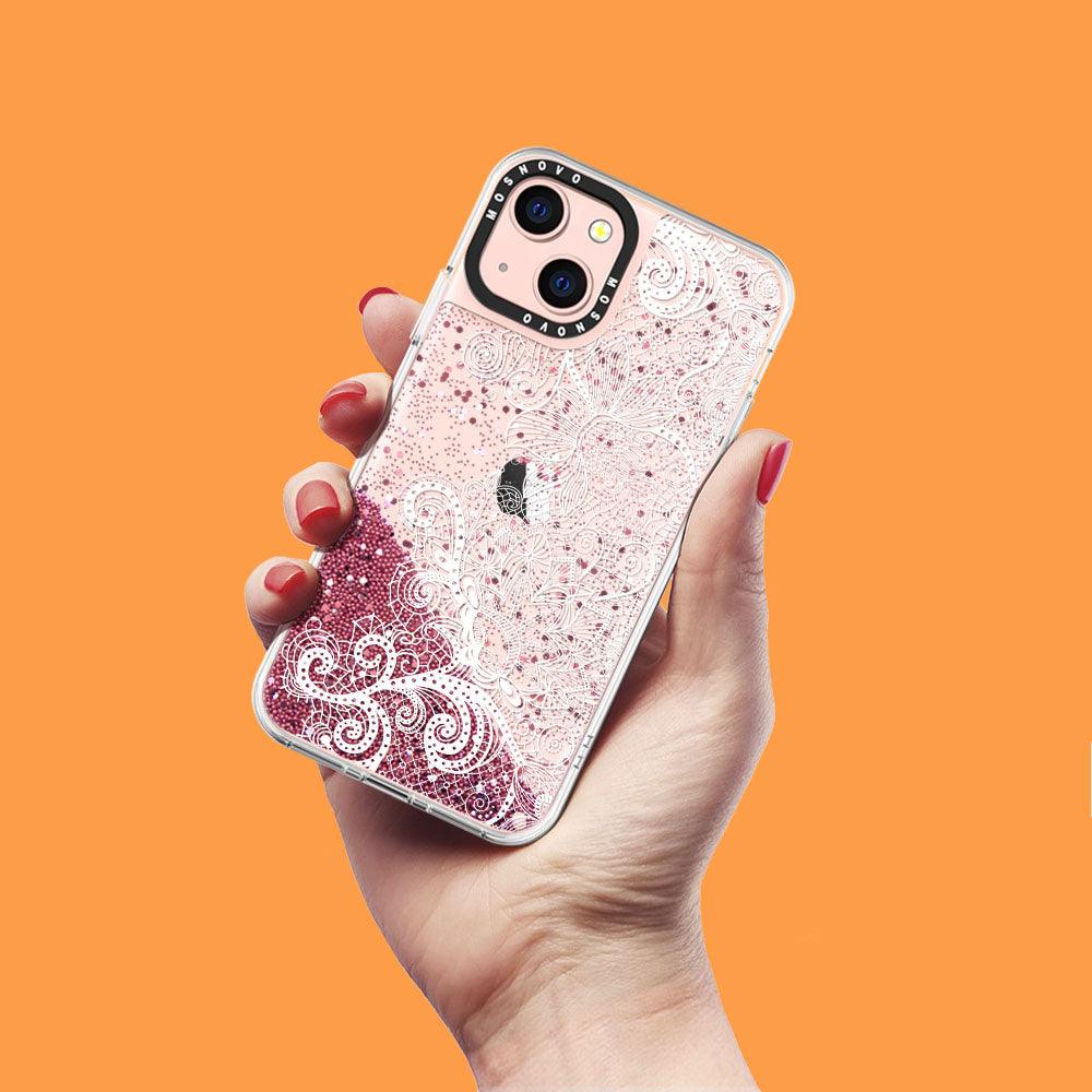 Floral Lace Glitter Phone Case - iPhone 13 Case - MOSNOVO