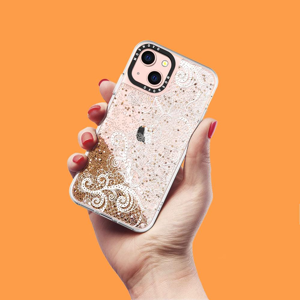 Floral Lace Glitter Phone Case - iPhone 13 Case - MOSNOVO