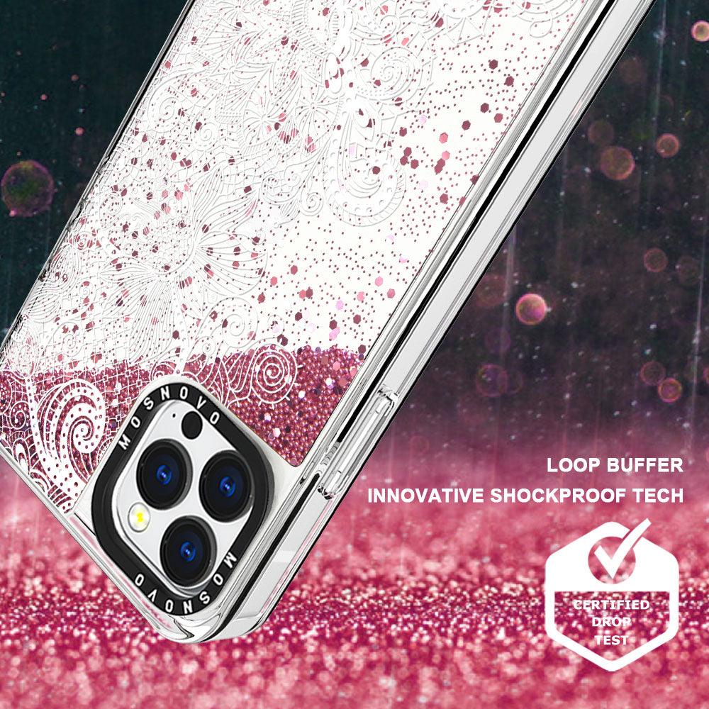 Floral Lace Glitter Phone Case - iPhone 13 Pro Case - MOSNOVO