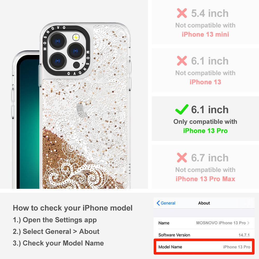 Floral Lace Glitter Phone Case - iPhone 13 Pro Case - MOSNOVO