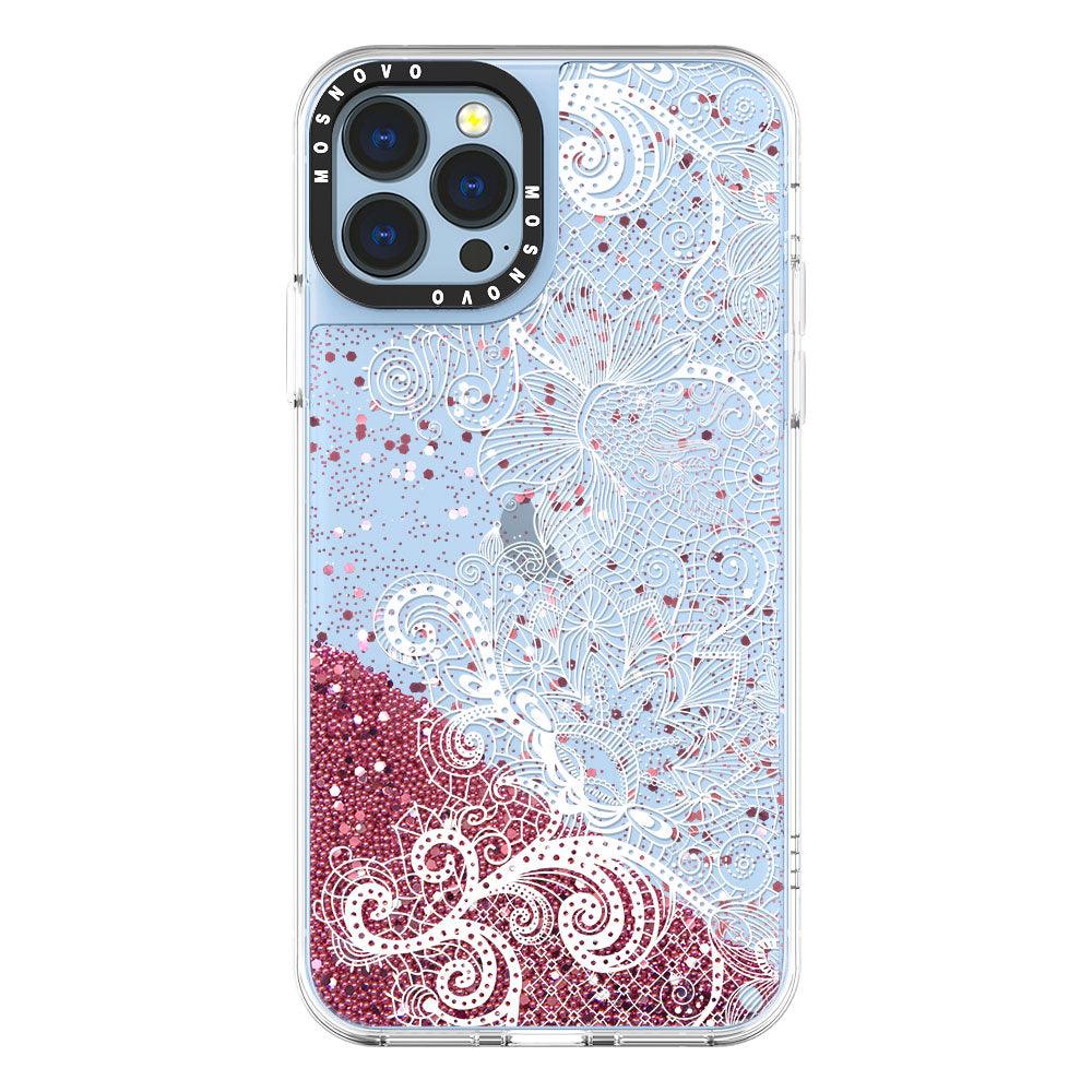 Floral Lace Glitter Phone Case - iPhone 13 Pro Max Case - MOSNOVO