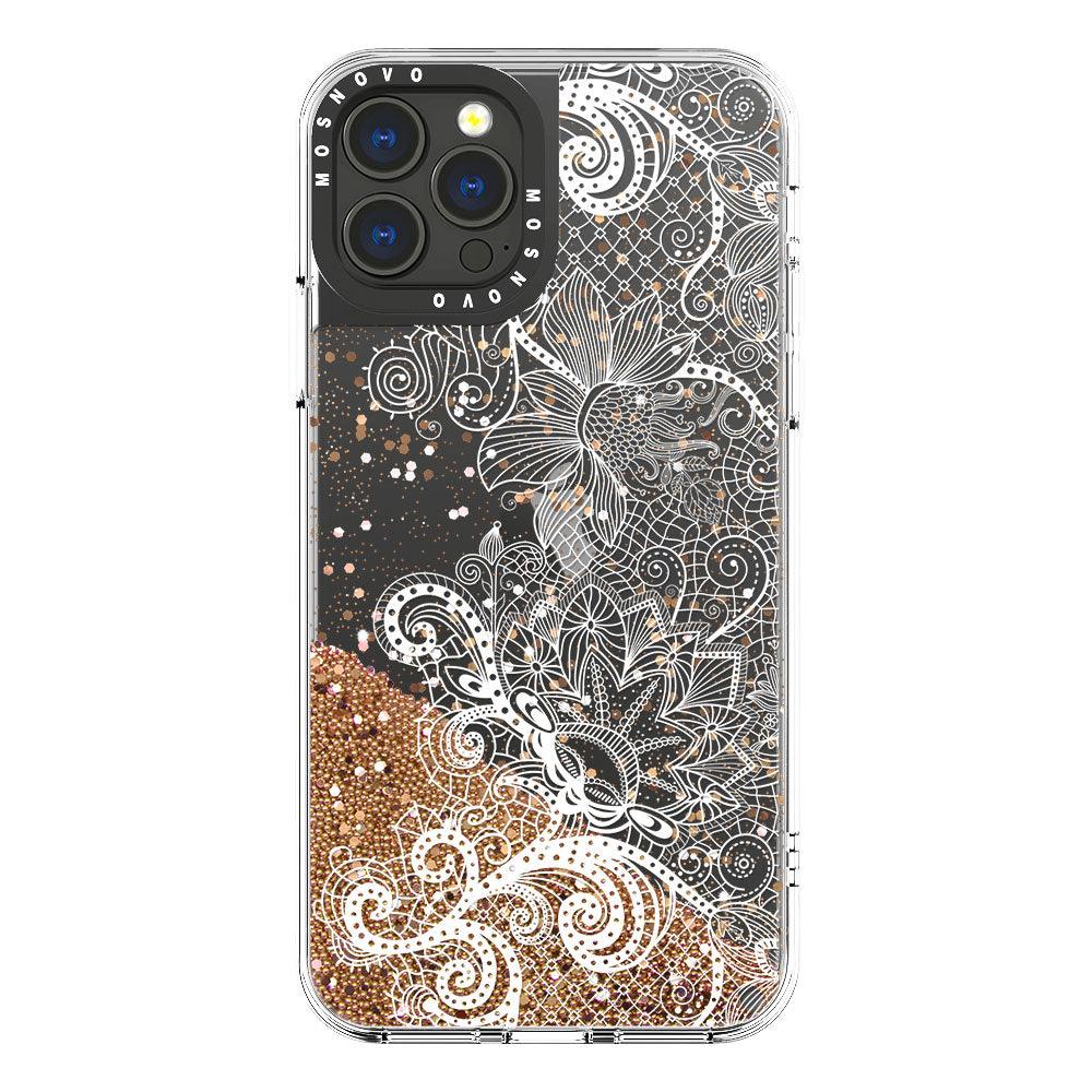 Floral Lace Glitter Phone Case - iPhone 13 Pro Max Case - MOSNOVO