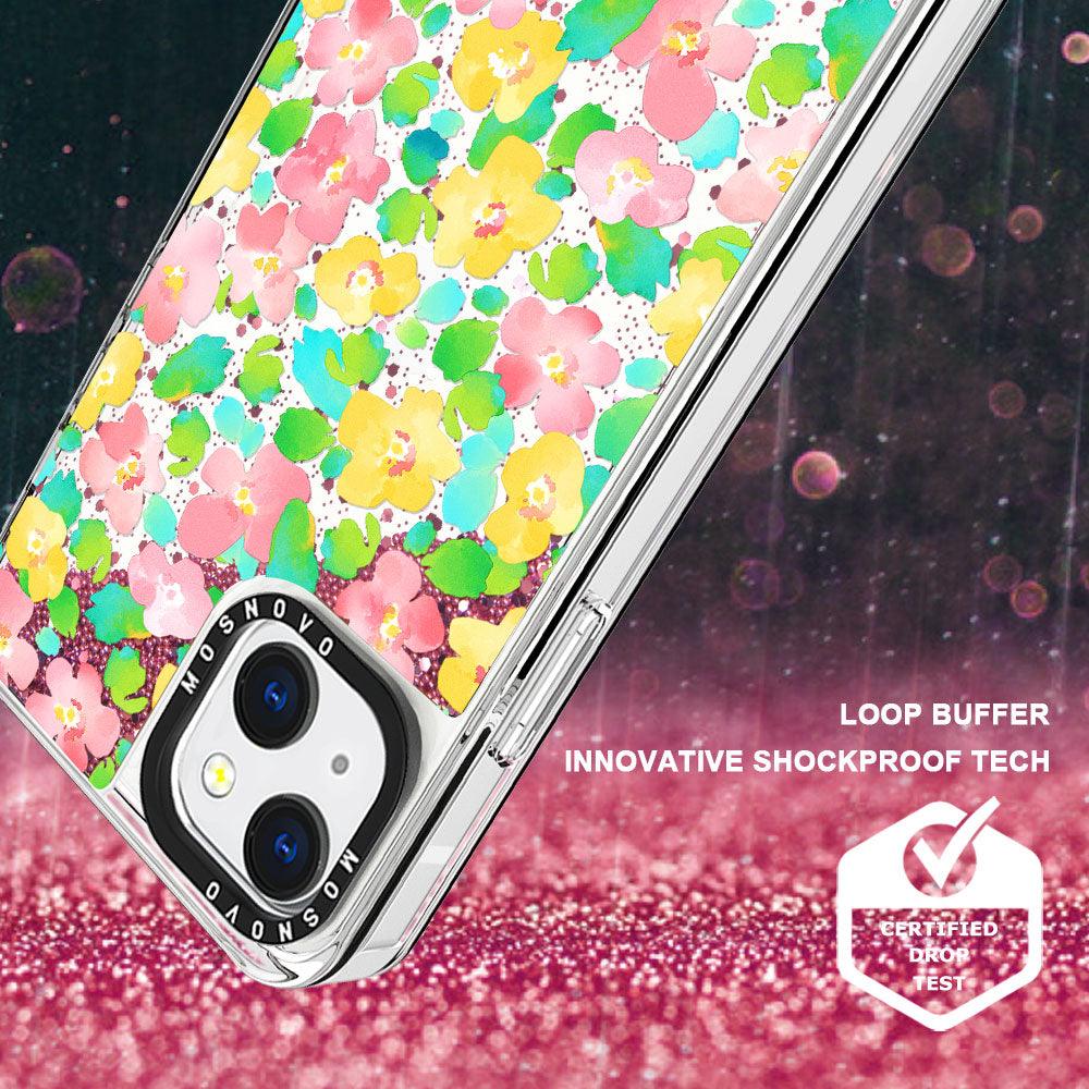 Floral Print Glitter Phone Case - iPhone 13 Case - MOSNOVO