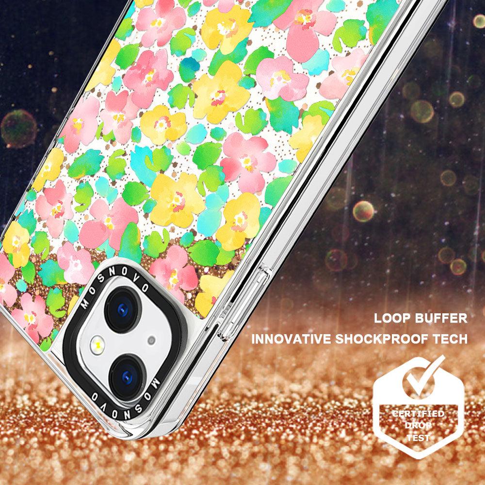 Floral Print Glitter Phone Case - iPhone 13 Case - MOSNOVO