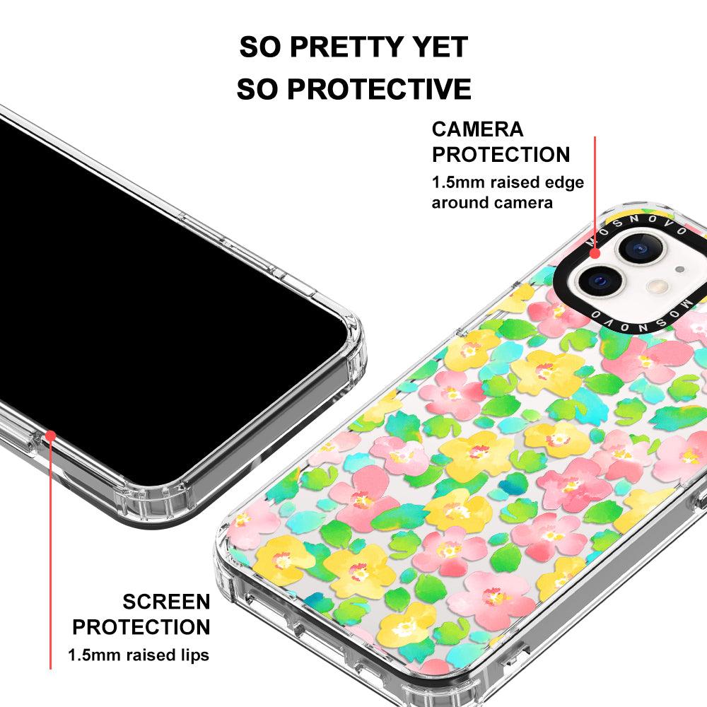 Floral Print Phone Case - iPhone 12 Mini Case - MOSNOVO