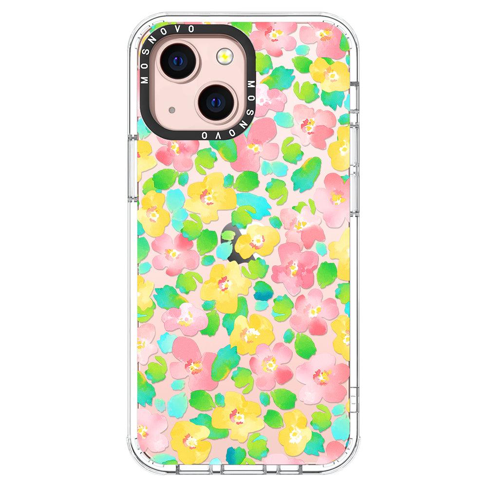 Floral Print Phone Case - iPhone 13 Mini Case - MOSNOVO