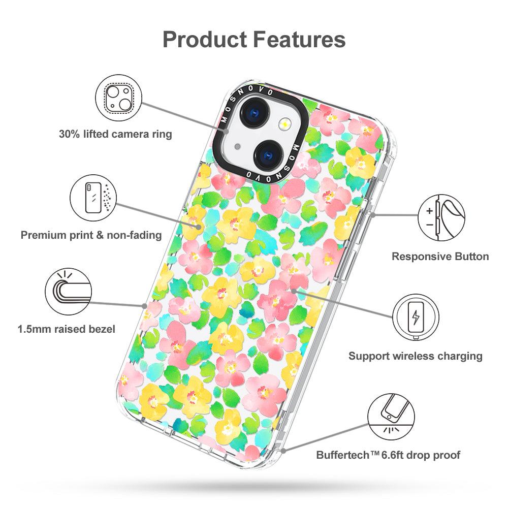 Floral Print Phone Case - iPhone 13 Mini Case - MOSNOVO