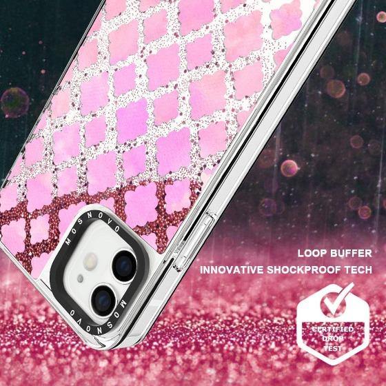 Flower Diamond Pattern Glitter Phone Case - iPhone 12 Mini Case - MOSNOVO