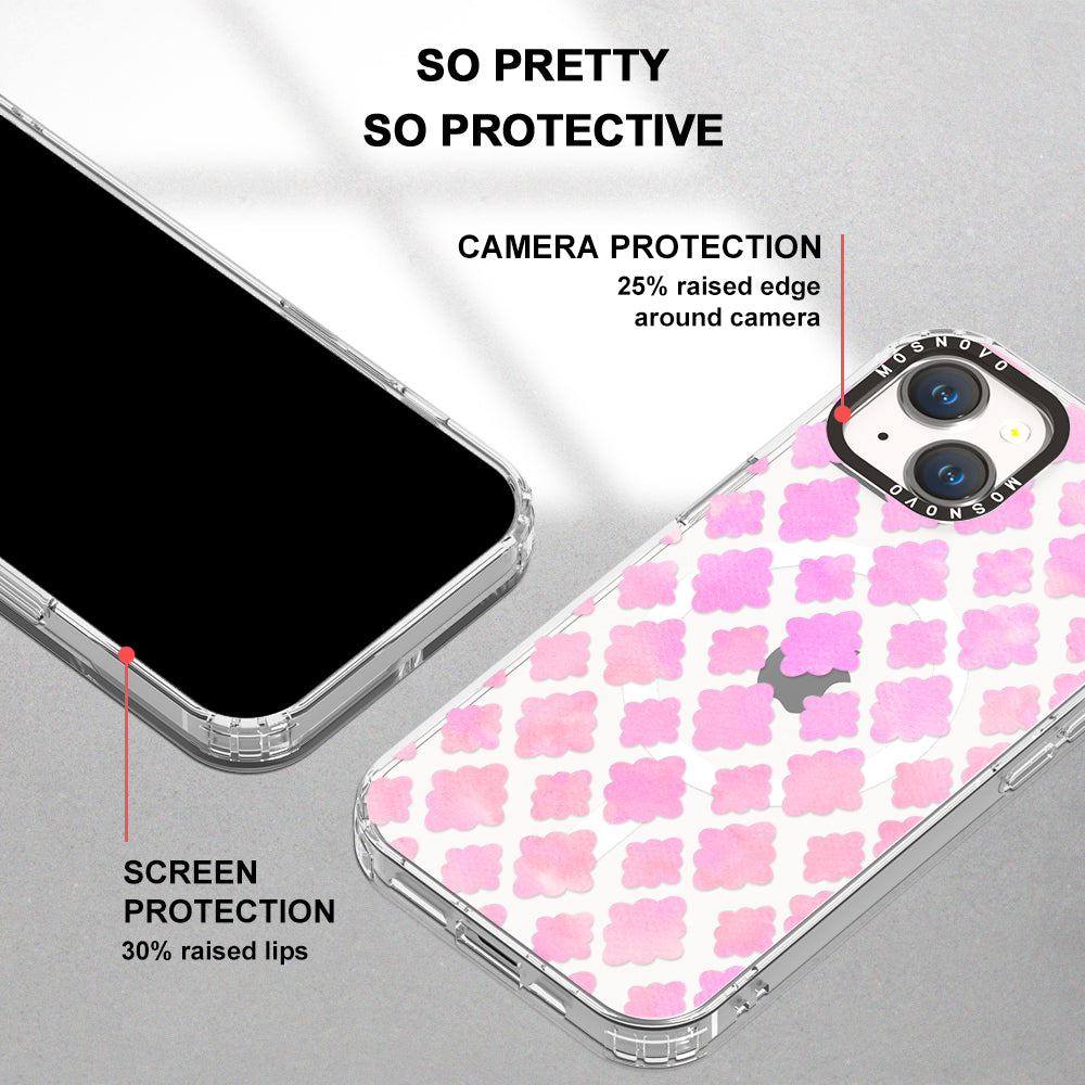 Flower Diamond Pattern Phone Case - iPhone 14 Plus Case - MOSNOVO