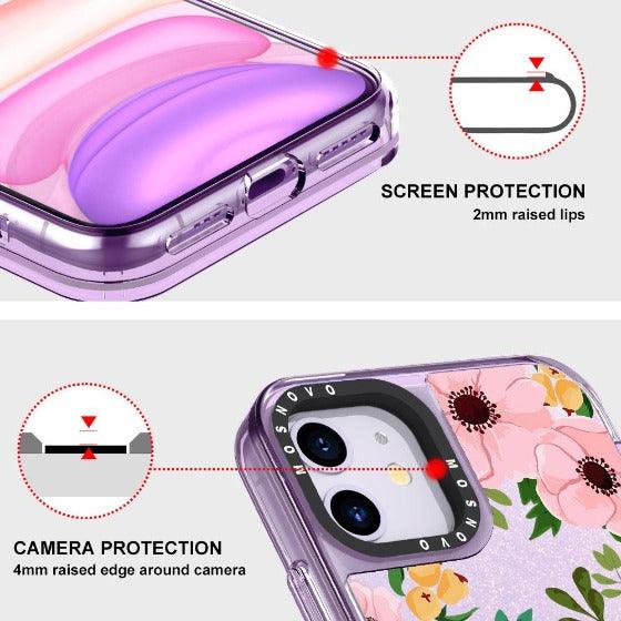 Flower Garden Floral Glitter Phone Case - iPhone 11 Case - MOSNOVO