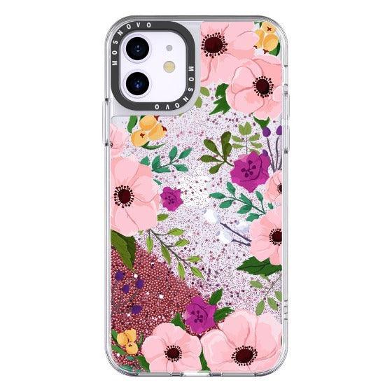 Flower Garden Floral Glitter Phone Case - iPhone 11 Case - MOSNOVO
