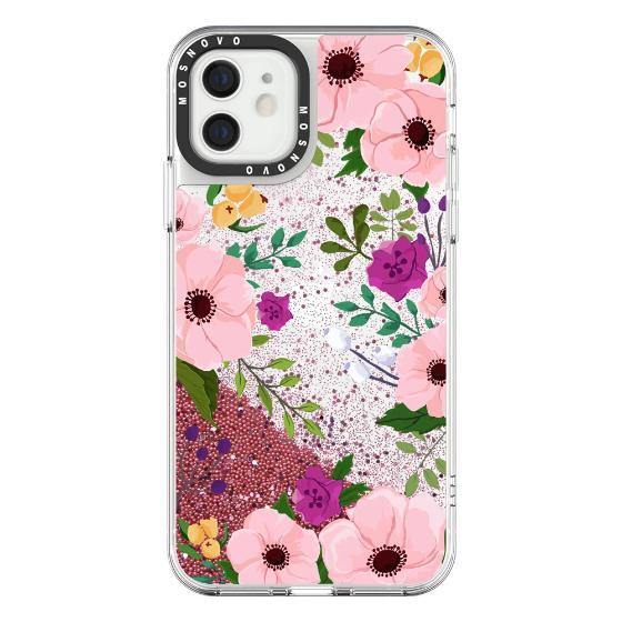 Flower Garden Floral Glitter Phone Case - iPhone 12 Case - MOSNOVO