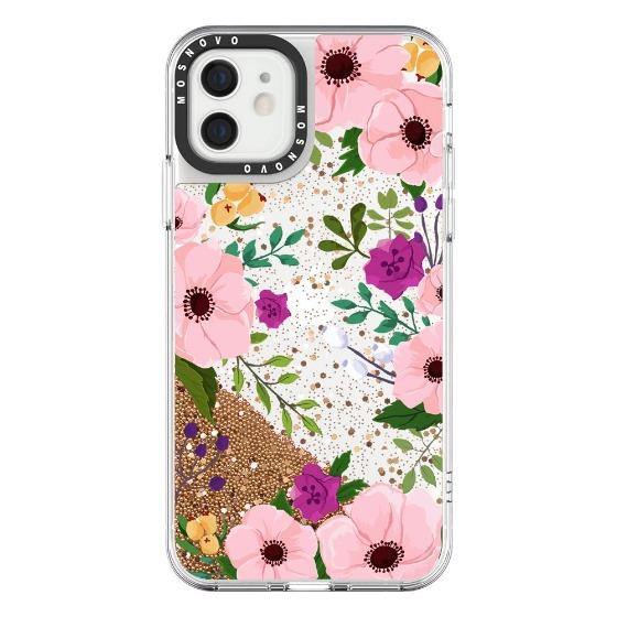 Flower Garden Floral Glitter Phone Case - iPhone 12 Mini Case - MOSNOVO