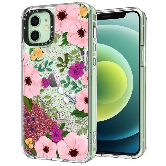 Flower Garden Floral Glitter Phone Case - iPhone 12 Mini Case - MOSNOVO