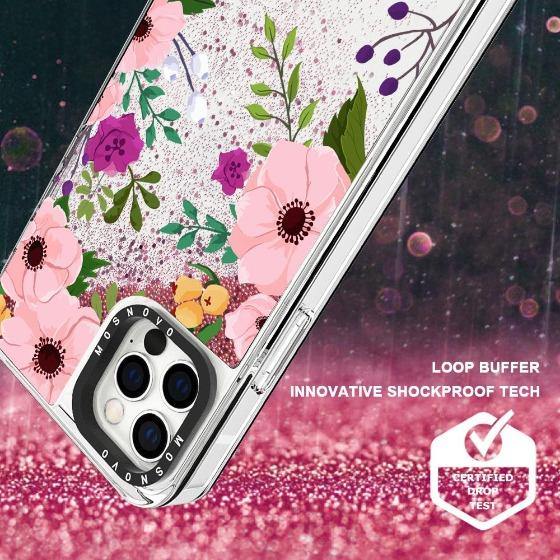 Flower Garden Floral Glitter Phone Case - iPhone 12 Pro Max Case - MOSNOVO