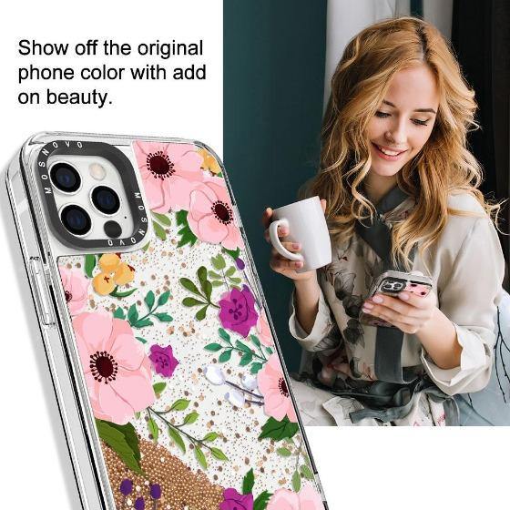 Flower Garden Floral Glitter Phone Case - iPhone 12 Pro Max Case - MOSNOVO
