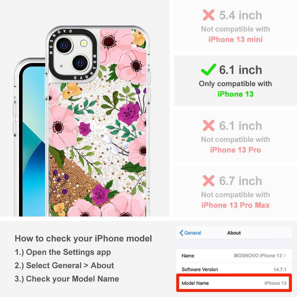 Flower Garden Floral Glitter Phone Case - iPhone 13 Case - MOSNOVO
