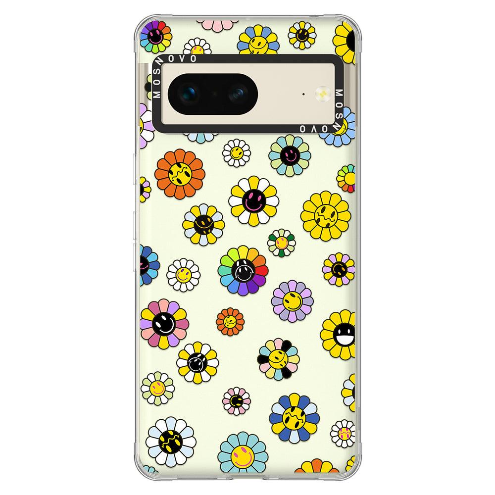 Flower Smiley Face Phone Case - Google Pixel 7 Case - MOSNOVO