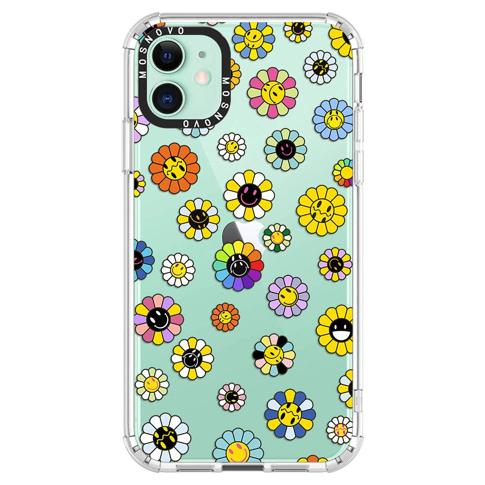 Flower Smiley Face Phone Case - iPhone 11 Case - MOSNOVO