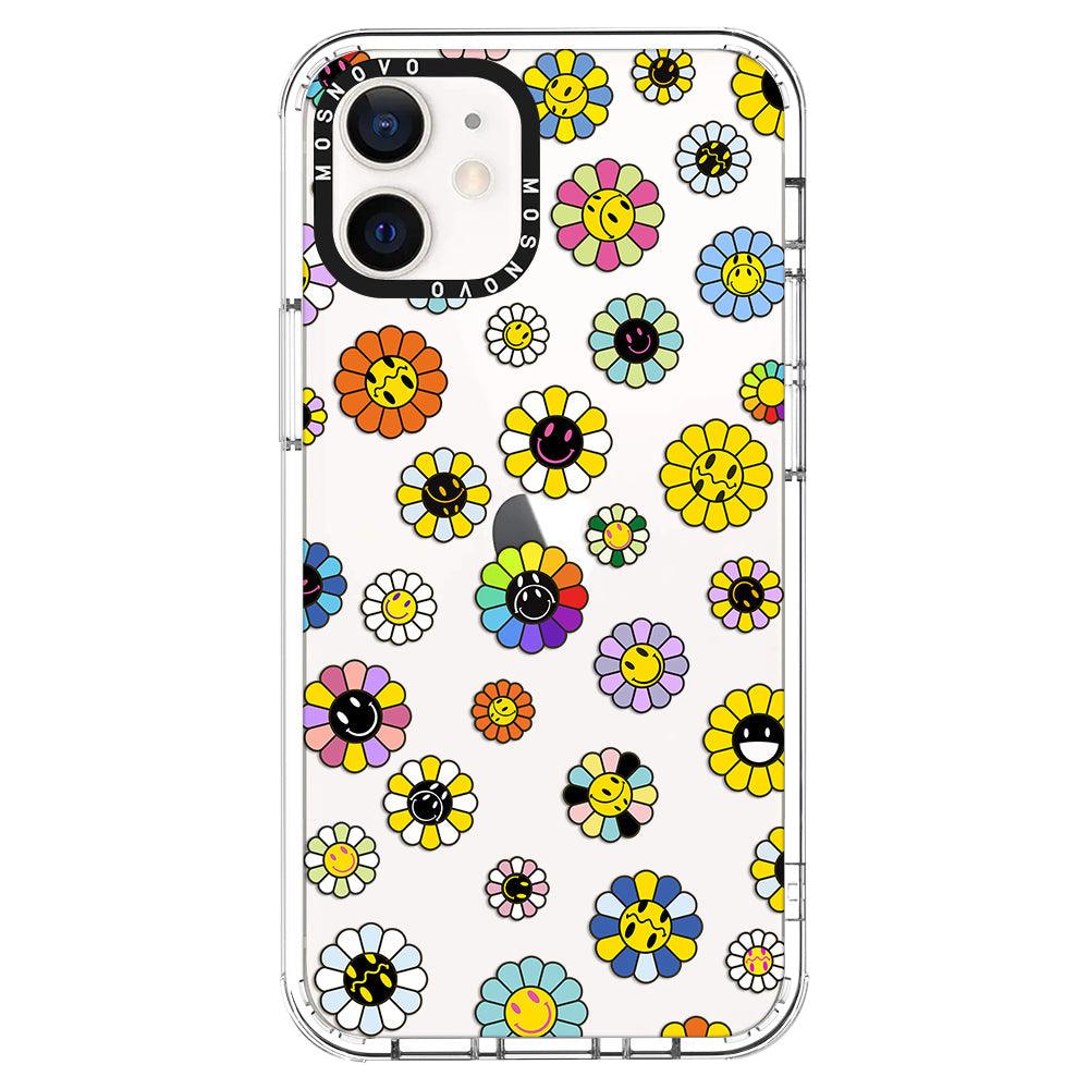Flower Smiley Face Phone Case - iPhone 12 Case - MOSNOVO