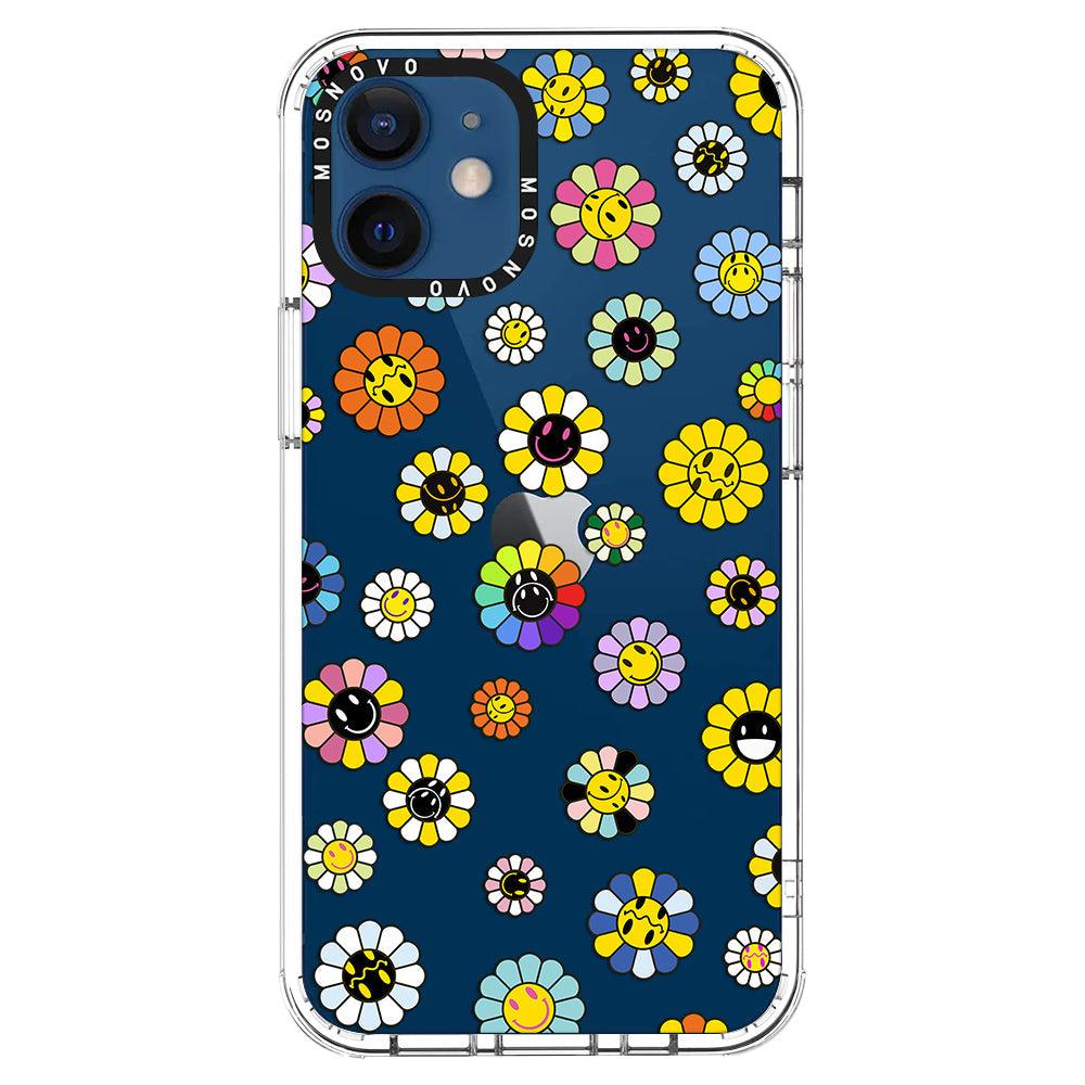Flower Smiley Face Phone Case - iPhone 12 Case - MOSNOVO