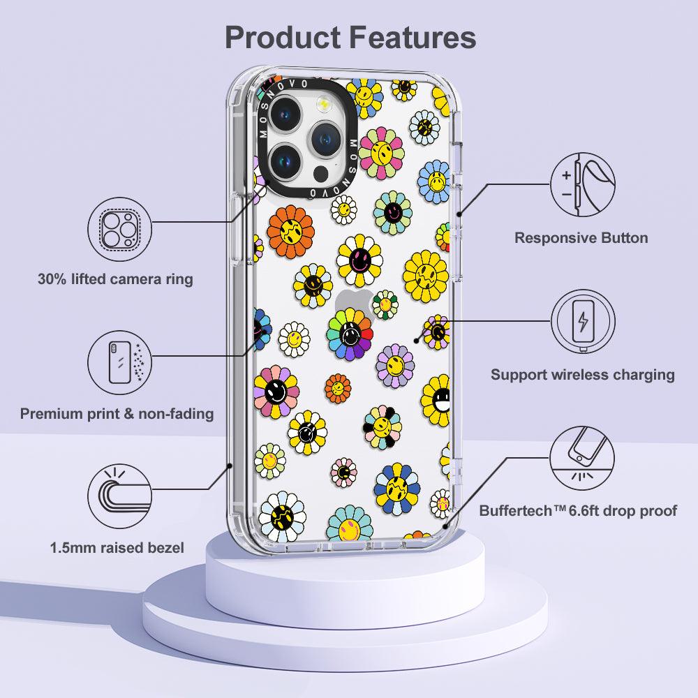 Flower Smiley Face Phone Case - iPhone 12 Pro Max Case - MOSNOVO