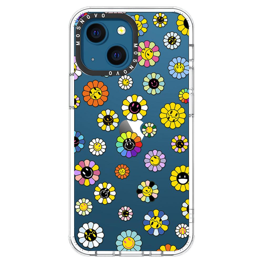 Flower Smiley Face Phone Case - iPhone 13 Case - MOSNOVO