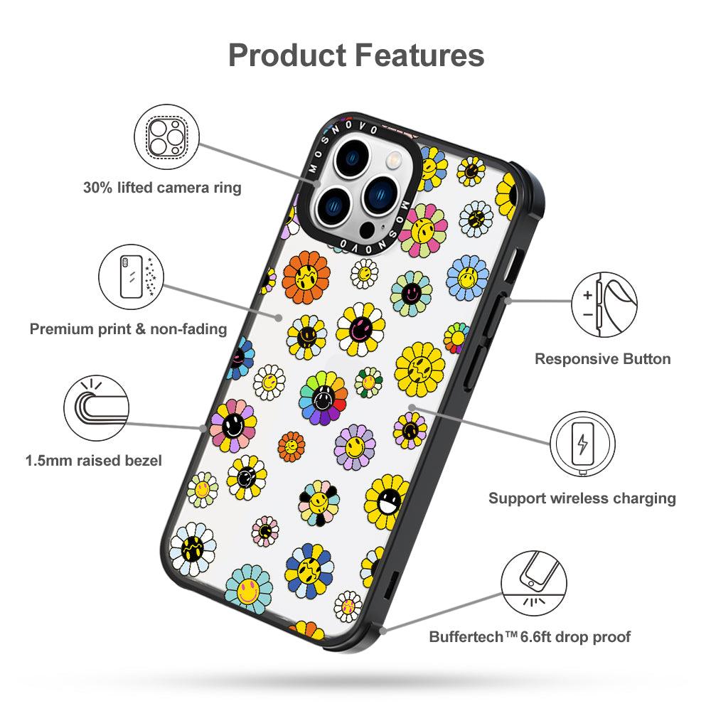Flower Smiley Face Phone Case - iPhone 13 Pro Max Case - MOSNOVO