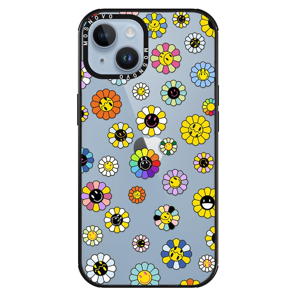 Flower Smiley Face Phone Case - iPhone 14 Plus Case - MOSNOVO