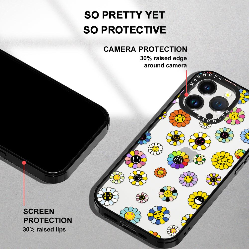 Flower Smiley Face Phone Case - iPhone 14 Pro Max Case - MOSNOVO