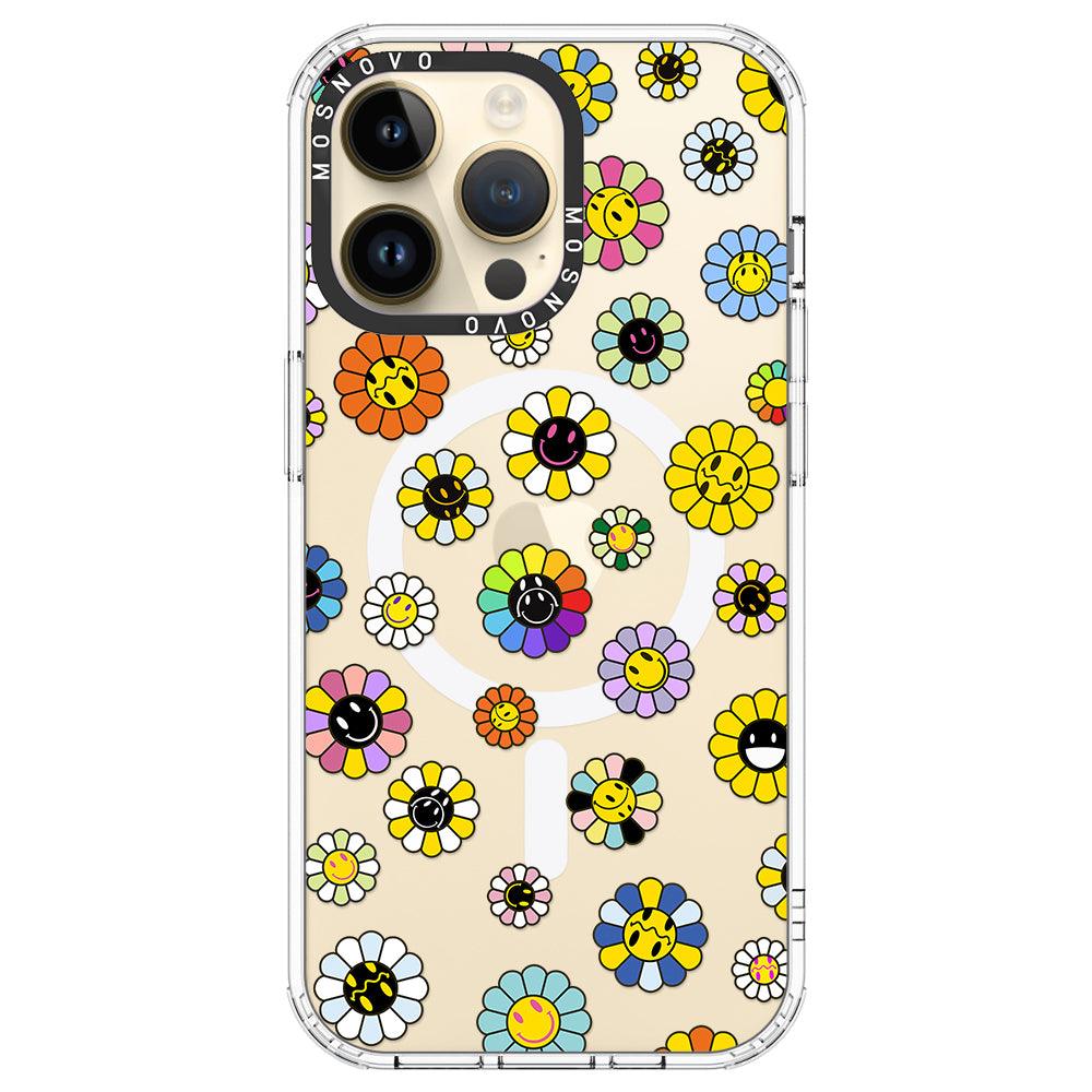 Flower Smiley Face Phone Case - iPhone 14 Pro Max Case - MOSNOVO