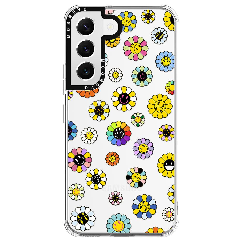 Flower Smiley Face Phone Case - Samsung Galaxy S22 Case - MOSNOVO