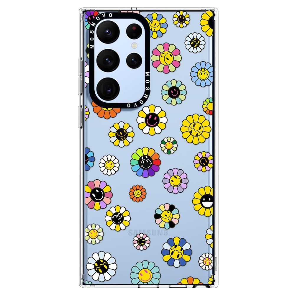 Flower Smiley Face Phone Case - Samsung Galaxy S22 Ultra Case - MOSNOVO