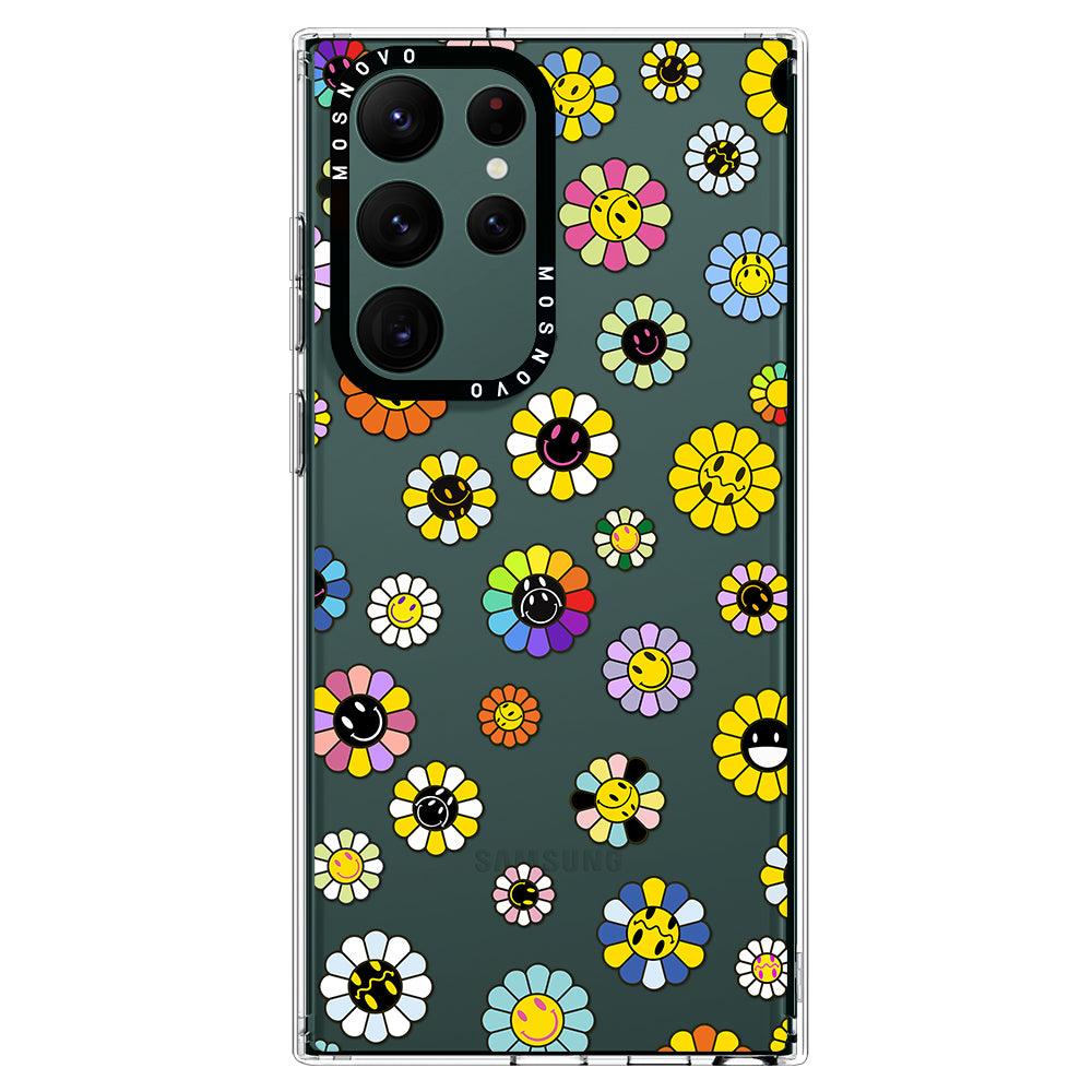 Flower Smiley Face Phone Case - Samsung Galaxy S22 Ultra Case - MOSNOVO