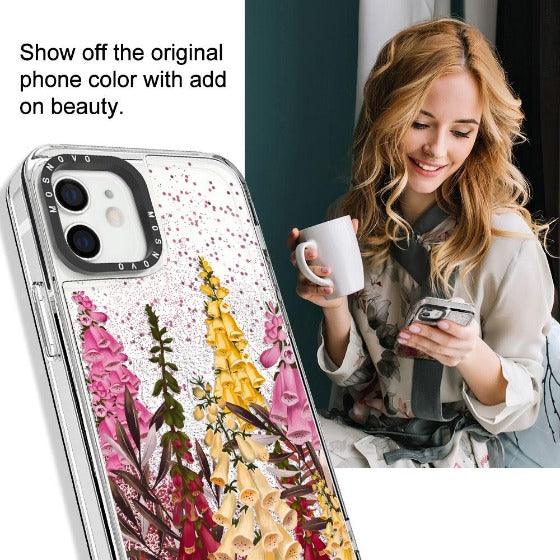 Foxglove Flower Glitter Phone Case - iPhone 12 Mini Case - MOSNOVO