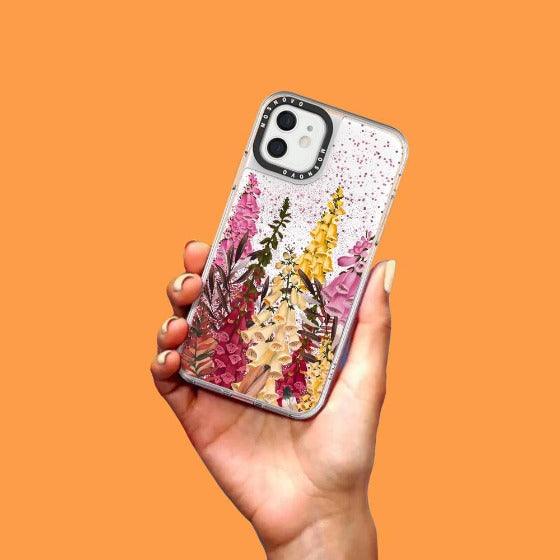 Foxglove Flower Glitter Phone Case - iPhone 12 Mini Case - MOSNOVO