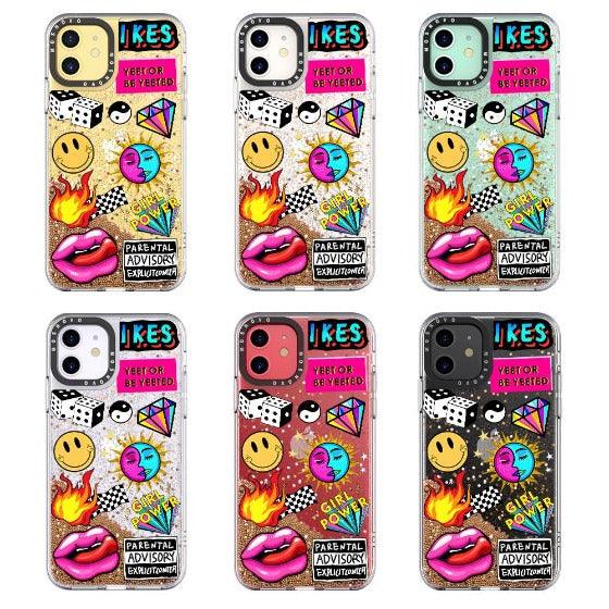 Funky Stickers Glitter Phone Case - iPhone 11 Case - MOSNOVO