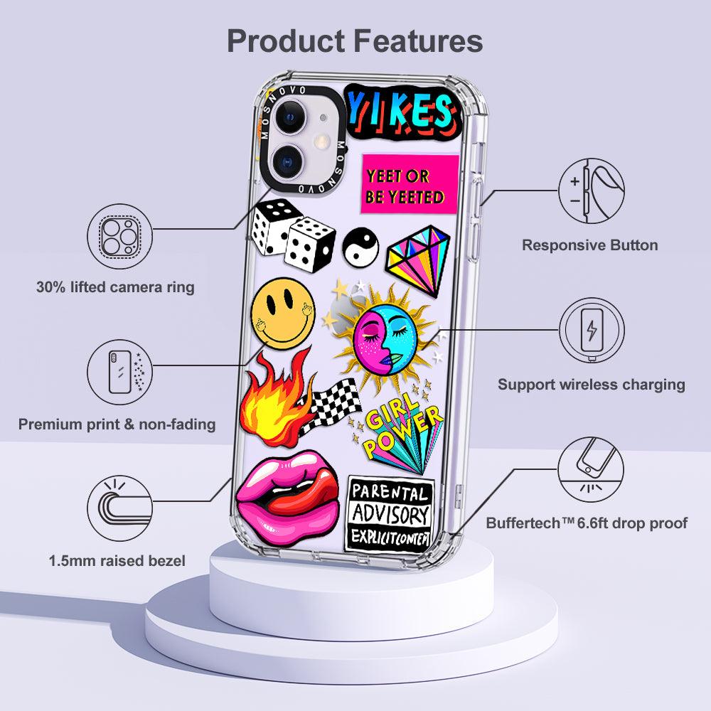 Funky Stickers Phone Case - iPhone 11 Case - MOSNOVO