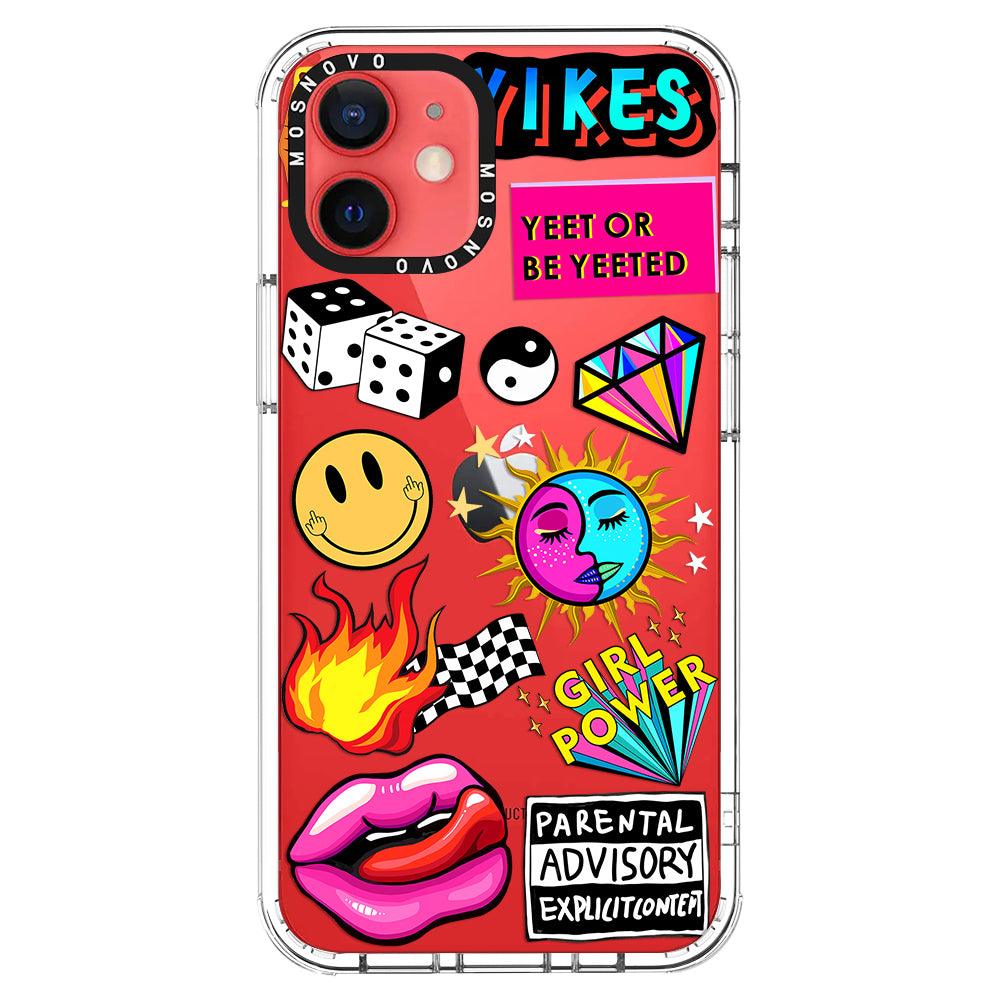 Funky Stickers Phone Case - iPhone 12 Mini Case - MOSNOVO