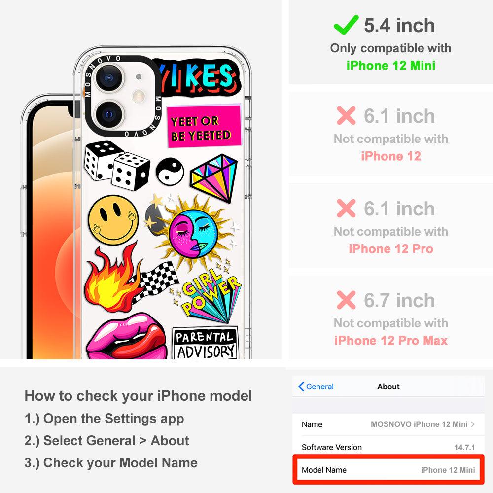 Funky Stickers Phone Case - iPhone 12 Mini Case - MOSNOVO